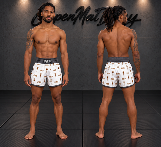 Men’s OMD Ivory and Iron Muay Thai Shorts