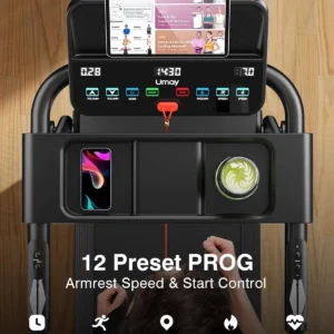 Treadmills for Home, 3.0HP Quiet Brushless Folding Treadmill with Heart Rate Sensor, Dual Cushion System, 300lbs Weight Capacity