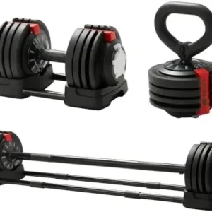 Fitness 12 Level Adjustable Dumbbells Set,52.5 LB Dumbbells Set,3-IN-1 Set Work As 12 Level Dumbbells/Kettlebells/Barbells,Home