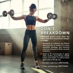 Urethane Dumbbells with Anti-Slip Knurled Handle 25-50LBS for Arms Muscle Building and Strength Training - Sold Individually